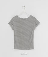 Yurimo Stripe Boat Neck Short Sleeve Tee