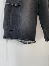 Vintage Washed Cargo Bermuda Denim Pants