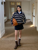 Navy A-line mini skirt