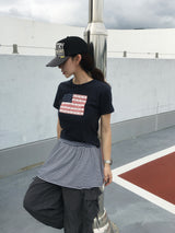アメリカフラワーパッチ半袖Tシャツ (3c)