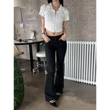 Stripe boots cut pants