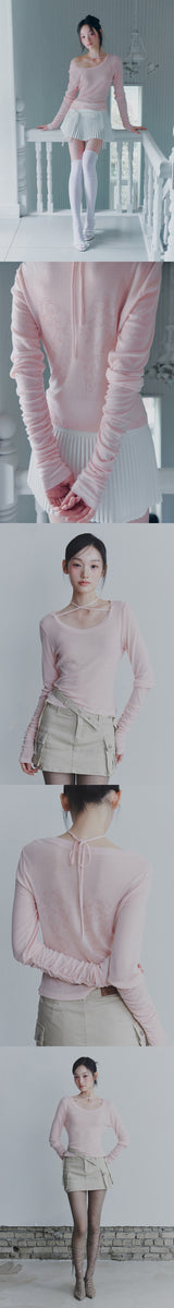 WING SHIRRING TOP pink