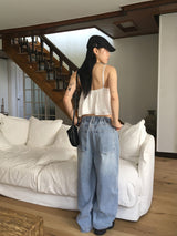 [MADE] Betz light washing back banding wide denim pants