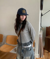 [BAONHAUS] Lorenine Frill Stripe Cardigan