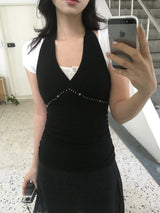 stud halter sleeveless