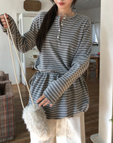 ピノストライプパンプキンレイヤードロングスリーブ