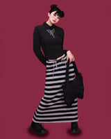 striped wide knit long skirt (4color)