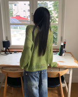 ポンズ パンチング ルーズフィット ロングスリーブ ニット