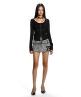 76 CRACKED TEXTURE MINI SKIRT BLACK