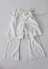Two-block layered string wide pants