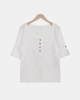 エンダ ロールアップ 7分袖Tシャツ
