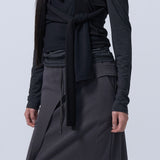 CUT-OUT MAXI LONG SKIRT (CHARCOAL)