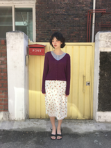 Petit Rose Lace Midi Skirt (2color)