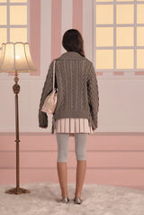 Toffee cable cardigan