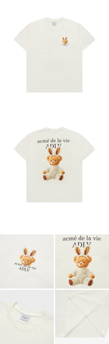 [24SS] RABBIT BEAR DOLL LOGO SHORT SLEEVE T-SHIRT CREAM