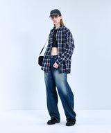 87-STAN092 Vintage Forest OverFit Long-Sleeved Tartan Check Shirt