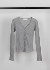 RIBBED V-NECK CARDIGAN
