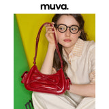 muva. Ballet‑Style Bow‑Detail Underarm & Cross‑body Bag, Genuine‑Leather Light Cute Elegant Women’s Purse, New Arrival Mar 14