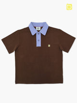 ALARM TERRY COLLAR T SHIRT BROWN_UNISEX