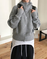 Sein High Neck Hood Knit Cardigan
