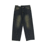 GJ5096 Biker incision wide denim (2 colors)