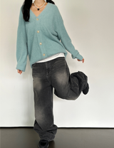 5-BUTTON ANGORA OVERSIZED LOOSE CARDIGAN 🖤 UNIQUE WINTER TOP ZIP-UP