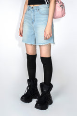 RED HEART LOGO DENIM SHORTS