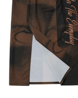Embroidered Graphic Jersey Skirt _ BROWN