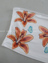 Flower Cropped Printed Tube Top