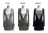 Envy strap hood long sleeve mini wrap dress (3 colors)