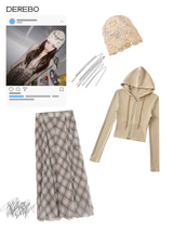 ロングチェックシフォンシャララスカート