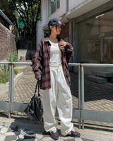 Posi smooth overfit checked shirt