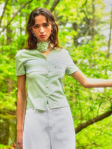 Flower Button T-Shirt