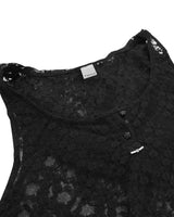 ethnic lace hoodie sleeveless / black