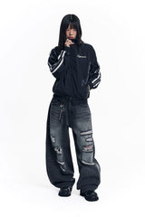 Dirty Nylon Piping Track Jacket - Black