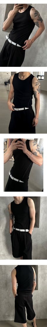 [MUSCLE FIT]カーブラインマッスルフィットスリーブレス