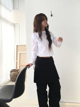 High-neck snap short jacket