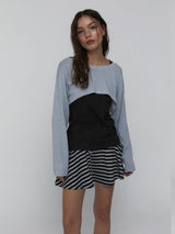 Striped Mini Skirt_Charcoal