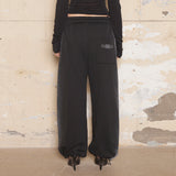 Smog Motif Wide String Sweatpants [Black]