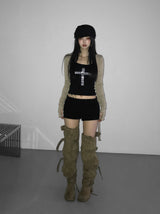 rainbow piece cross mini top(3 color)