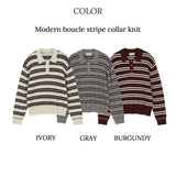 MODERN BOUCLE STRIPE COLLARKINT