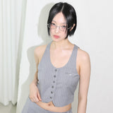 Pinstripe Vest - GREY