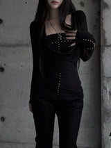 [set] cowl neck cross two-piece set