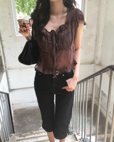 Frill shirring blouse