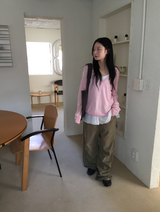 ワイナツ斜線ワッシングコットンワイドパンツ（3c）