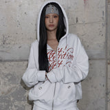 ATTENTION EYELET HOODED ZIP-UP (WHITE) F25ZA010