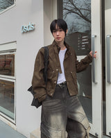 Flip Belt Crop Bomber Jacket