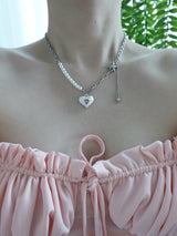 snow heart necklace | 하얀 눈 하트 목걸이