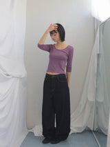 U-Neck Three-Quarter Slim Line Cotton Top