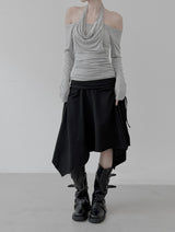 Drape Cowl Neck Halter Off-Shoulder